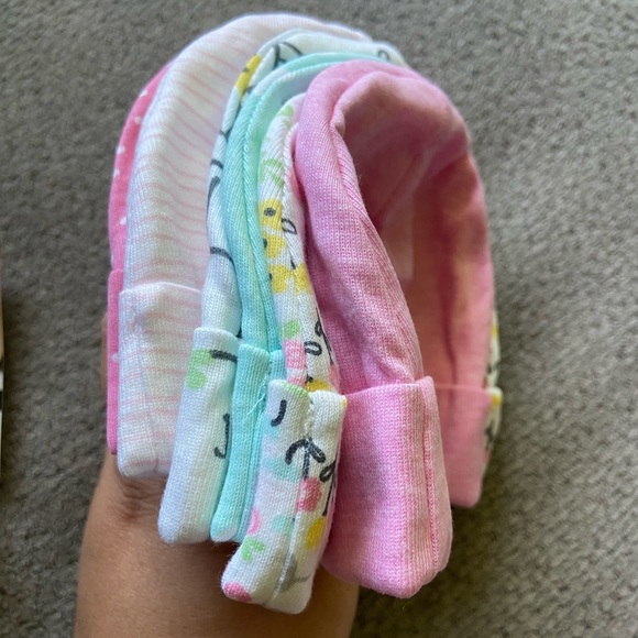 Newborn Hats & Mits 0-6 Months Baby Girl Pink 6 pack NWT - Picture 4 of 6